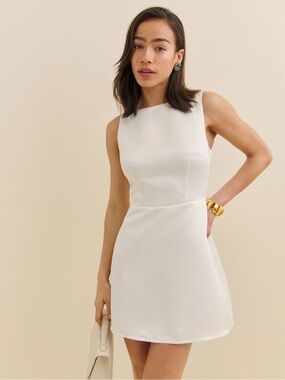 reformation sapphira satin dress Reformation Sapphira Satin Dress 4 in Natural